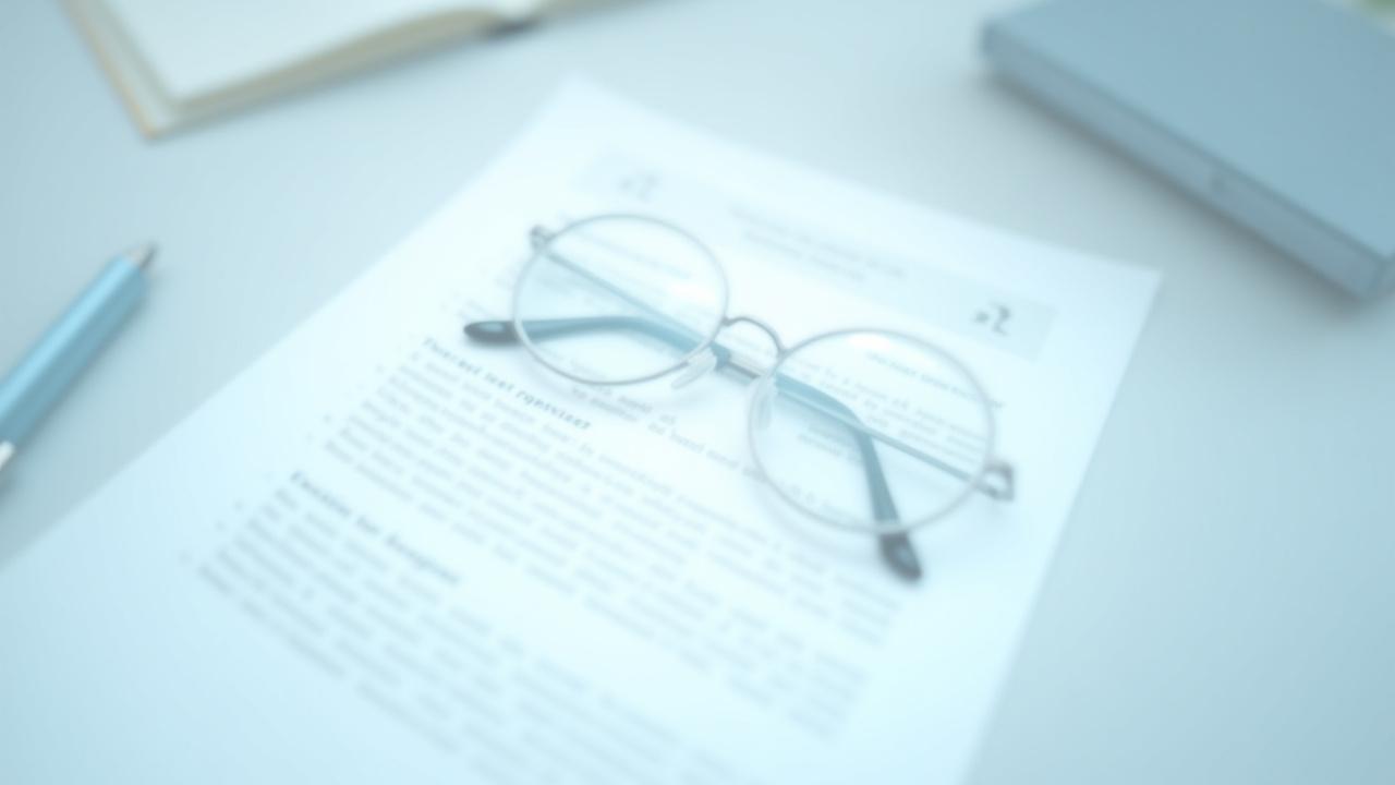 Ein offenes Rechtsdokument auf einem Schreibtisch mit Brille und Stift, symbolisiert Transparenz und Sorgfalt.