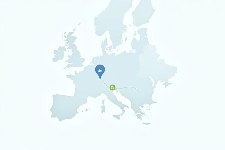 Karte von Europa mit hervorgehobenem Zaragoza und Deutschland, die Verbindung symbolisierend